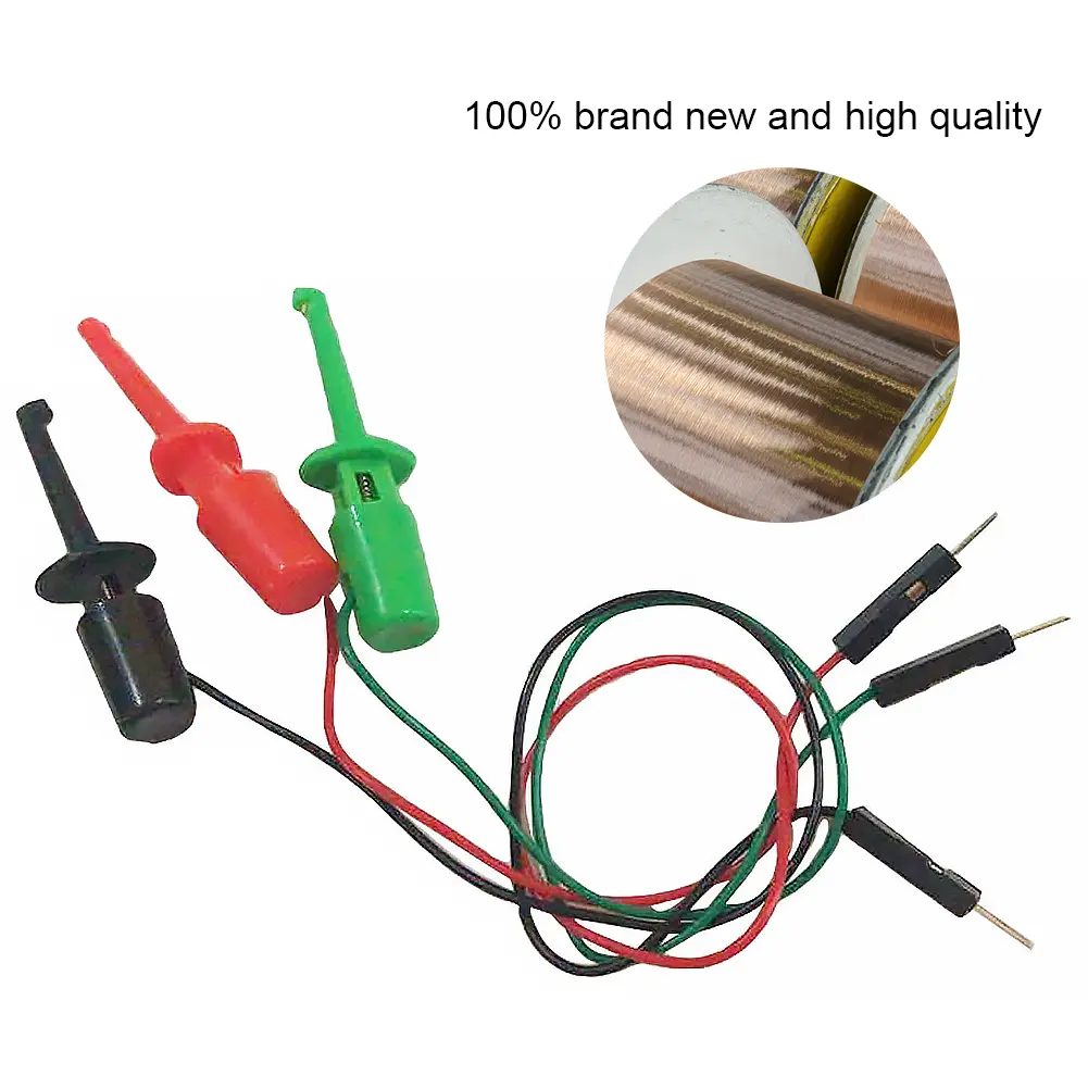 3pcs Hook Type Test Clip Probes Instrumentation for Electronic Testing Transistor Tester with Male Head DuPont Line Repair Tools