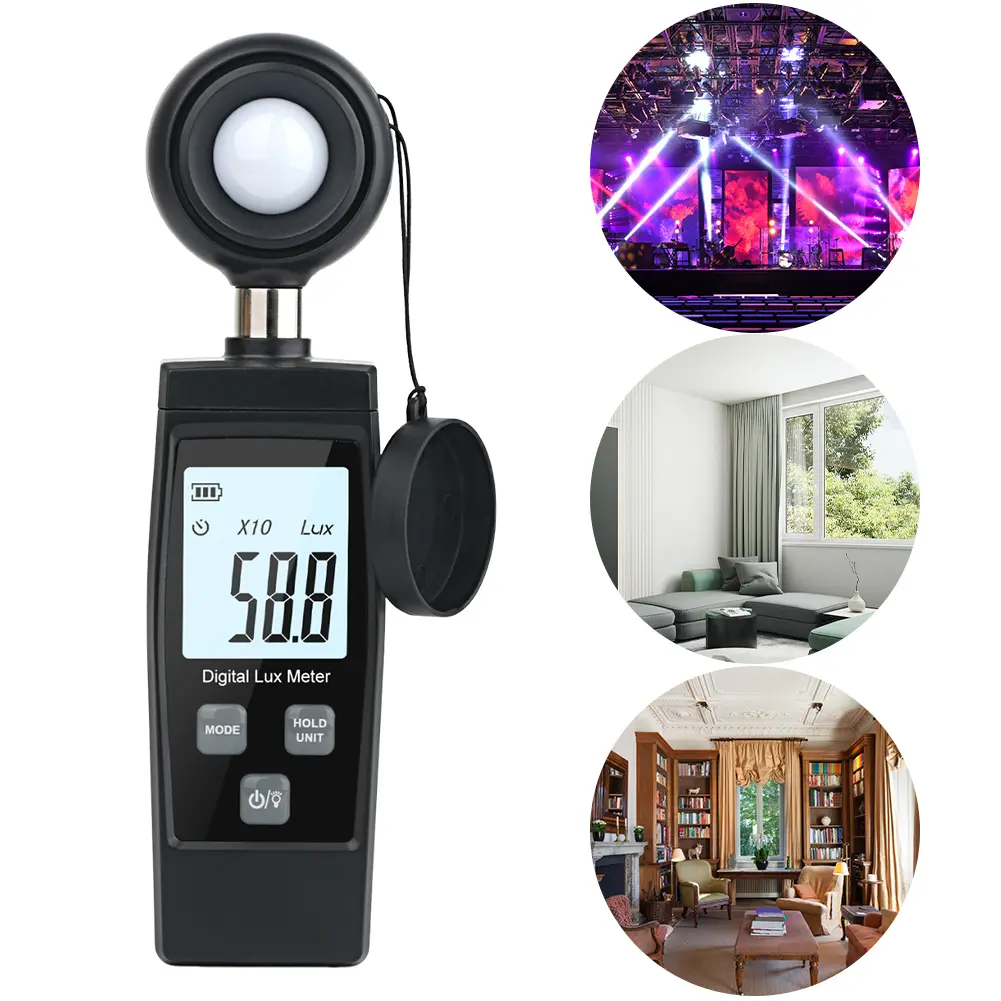 Digital Mini Lux Meter LCD Display Handheld Illuminometer 0-200000 Lux Luminometer Light Meter Lux/FC Measure Tester