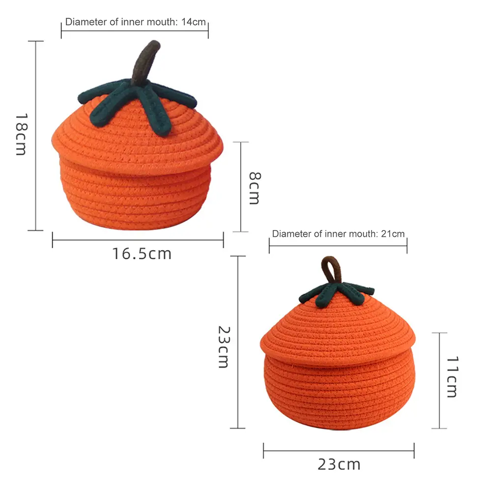 Halloween Woven Pumpkin Basket with Lid Pumpkin Gift Basket Multi-Function Candy Basket Decorative for Candy Snacks Toys