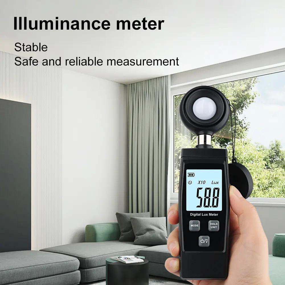 Digital Mini Lux Meter LCD Display Handheld Illuminometer 0-200000 Lux Luminometer Light Meter Lux/FC Measure Tester