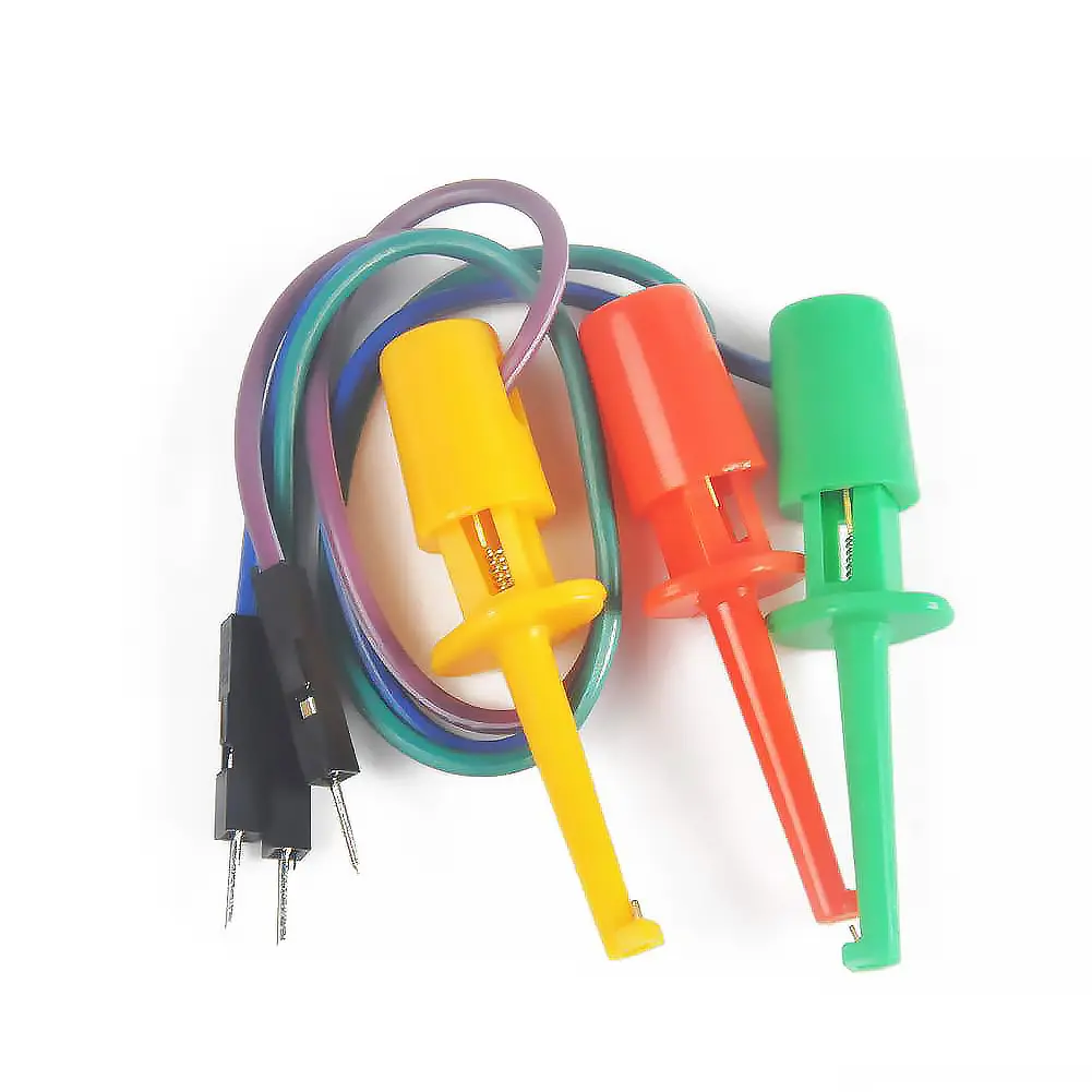 3pcs Hook Type Test Clip Probes Instrumentation for Electronic Testing Transistor Tester with Male Head DuPont Line Repair Tools