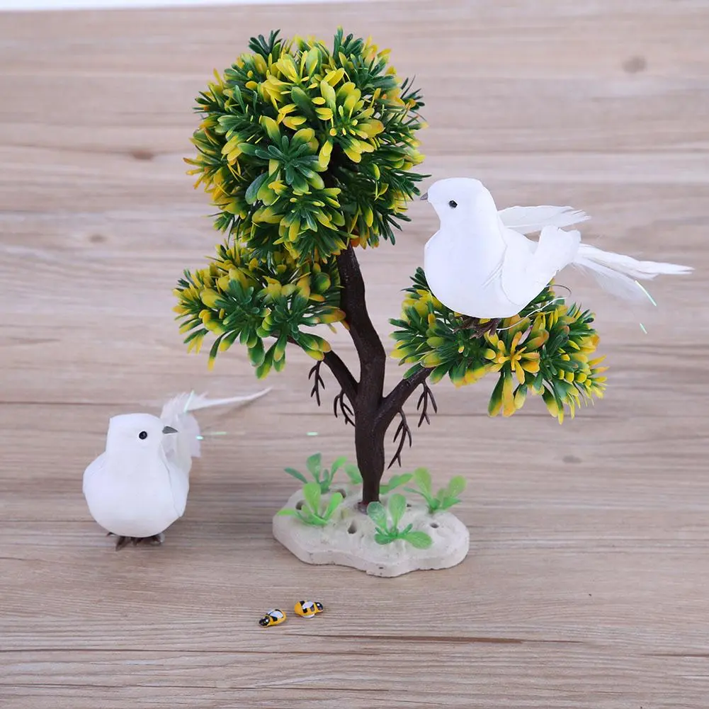 2pcs White Feather Artificial Foam Doves Lover Peace Doves Artificial Foam Dove Of Peace Home Decor Bird Ornaments For Wedding