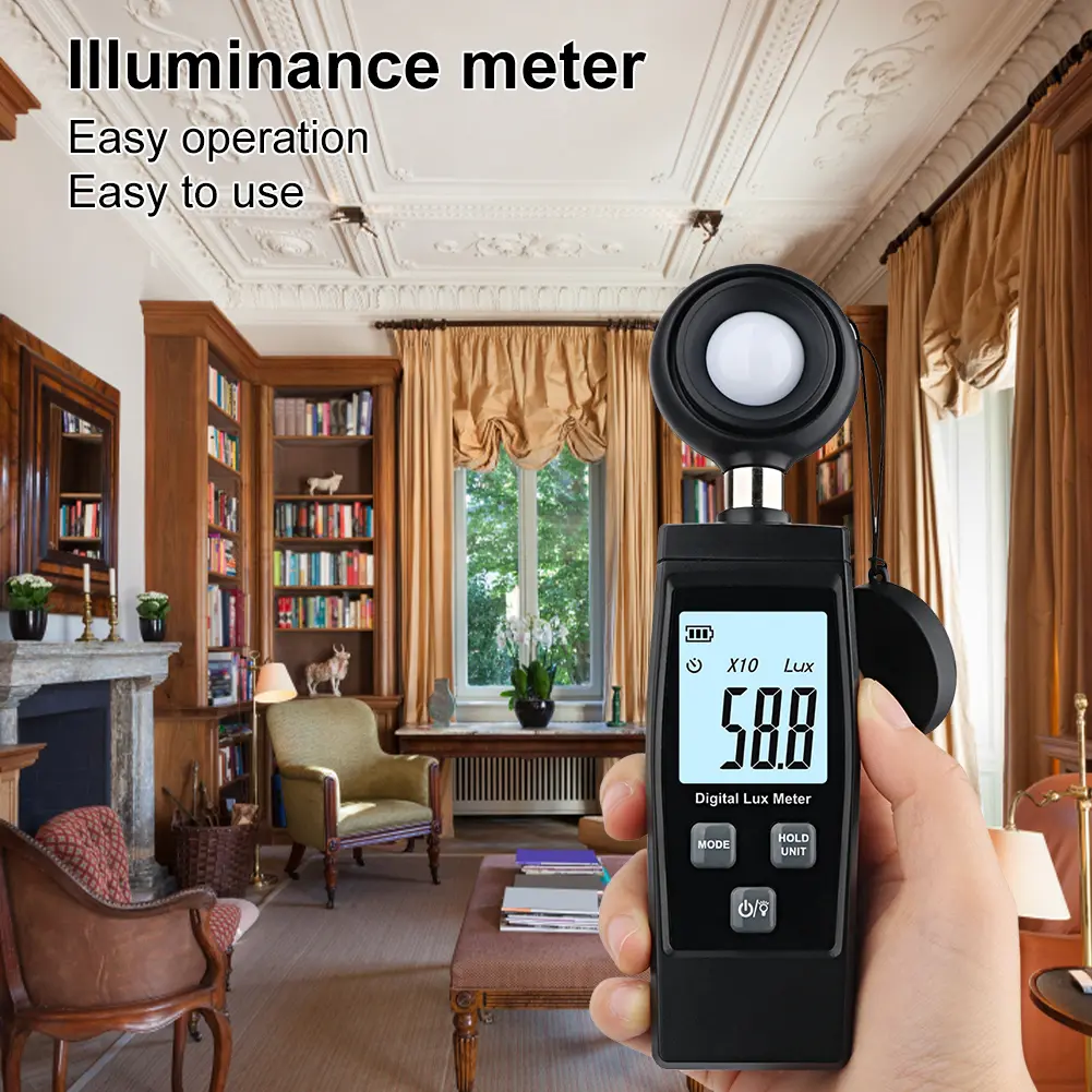 Digital Mini Lux Meter LCD Display Handheld Illuminometer 0-200000 Lux Luminometer Light Meter Lux/FC Measure Tester
