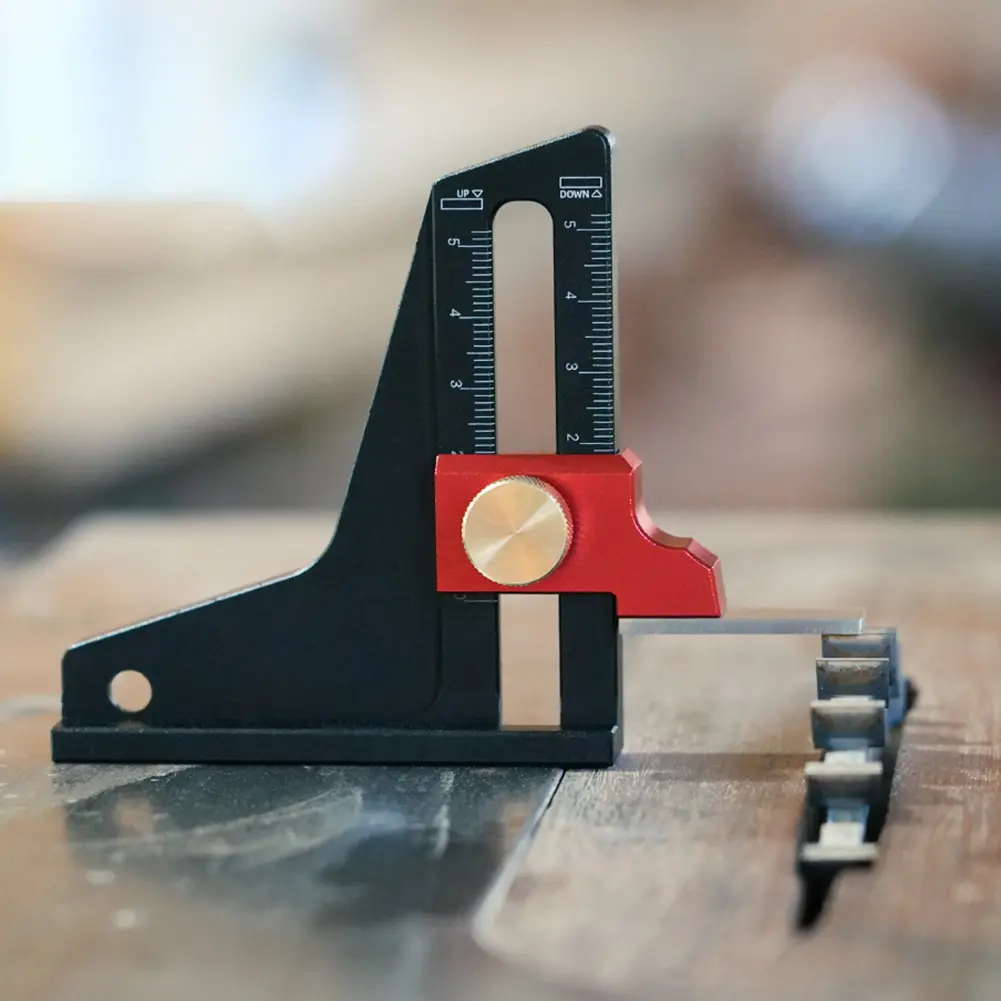 Woodworking Mini Height Gauge Depth Gauge Dual Scale Height Depth Measuring Tool for Milling Cutter Trimming Machine Saw Blade
