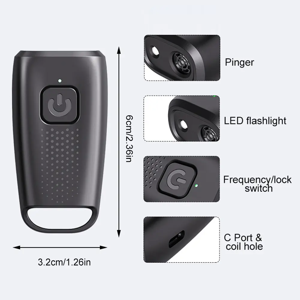 Mini Ultrsonic Dog Trainer High Power Ultrasound Flashlight Dog Repeller Type-C Rechargable for Dog Driving and Training Tool