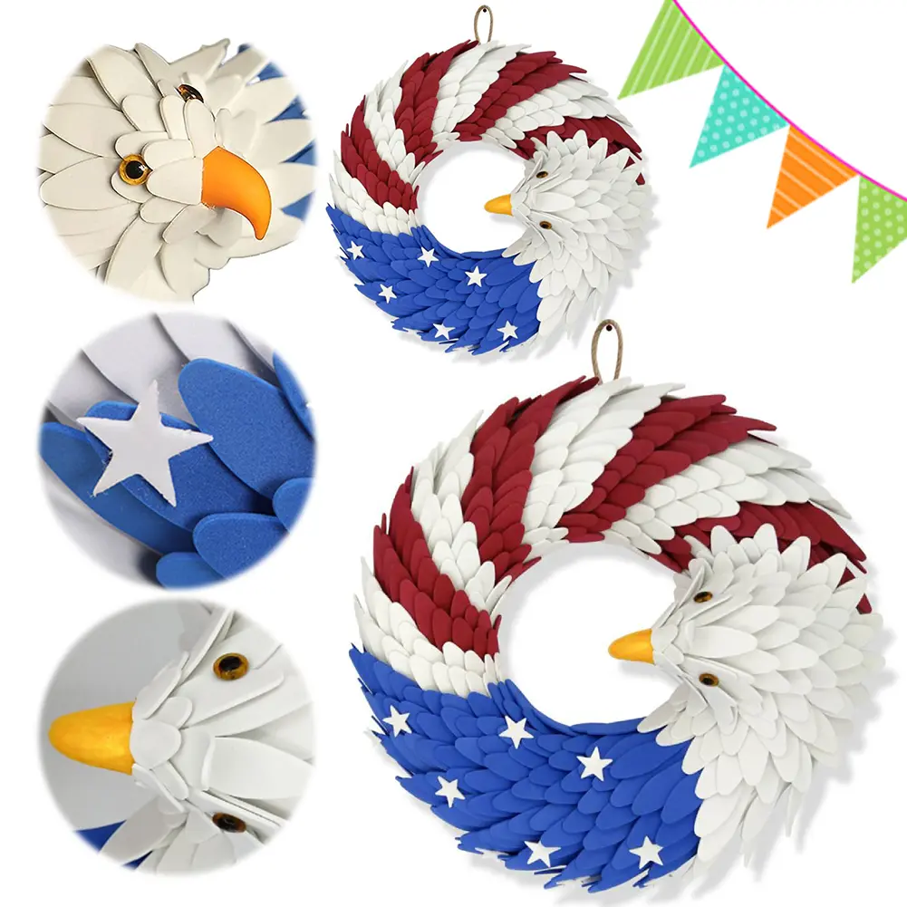 American Flag Eagle Wreath Independence Day Wreath 4th of July Wreath for Front Door Decorations