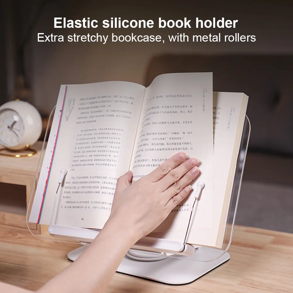 Acrylic Book Stand for Reading with 360 Degree Rotating Base Foldable Desktop Riser Cookbook Stand for Laptop Recipe Textbook
