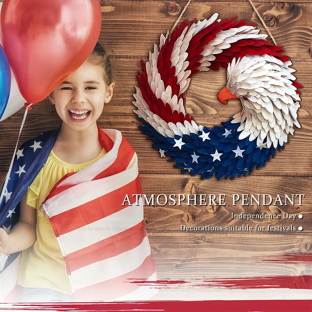 American Flag Eagle Wreath Independence Day Wreath 4th of July Wreath for Front Door Decorations
