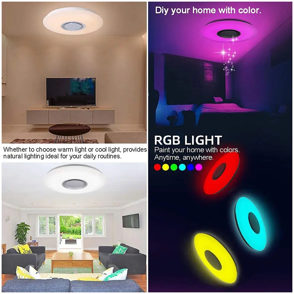 Intelligent LED Lamp with Speaker RGB Home Decoration Light Dimmable Bluetooth-compatible Remote Control for Bedroom Living Room
