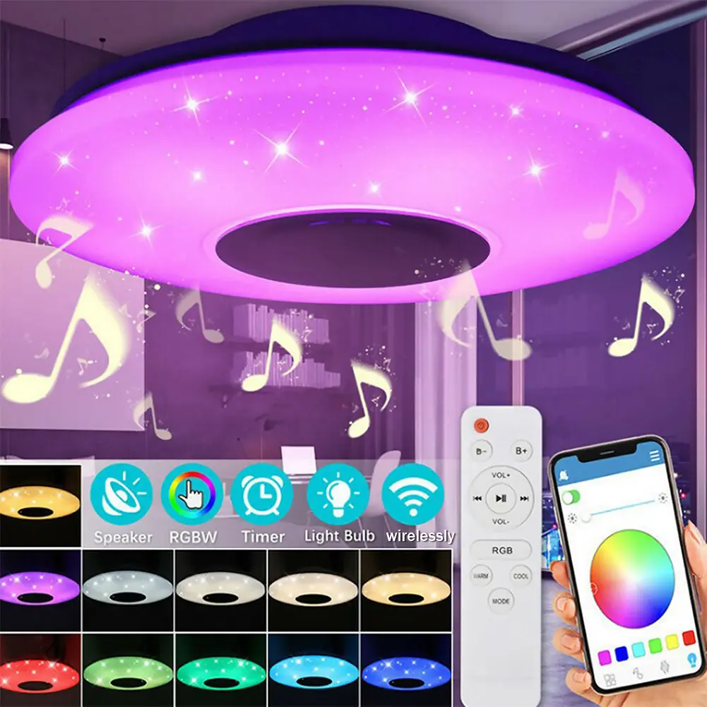 Intelligent LED Lamp with Speaker RGB Home Decoration Light Dimmable Bluetooth-compatible Remote Control for Bedroom Living Room
