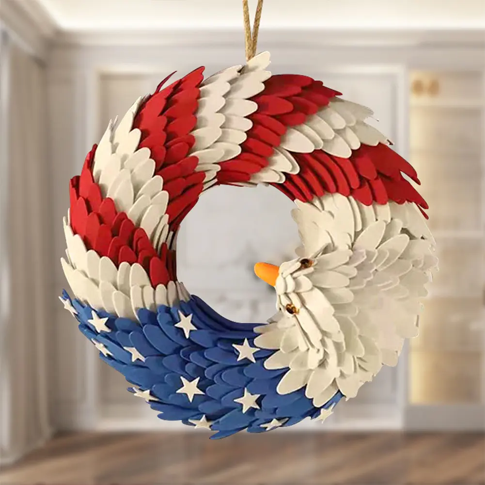 American Flag Eagle Wreath Independence Day Wreath 4th of July Wreath for Front Door Decorations