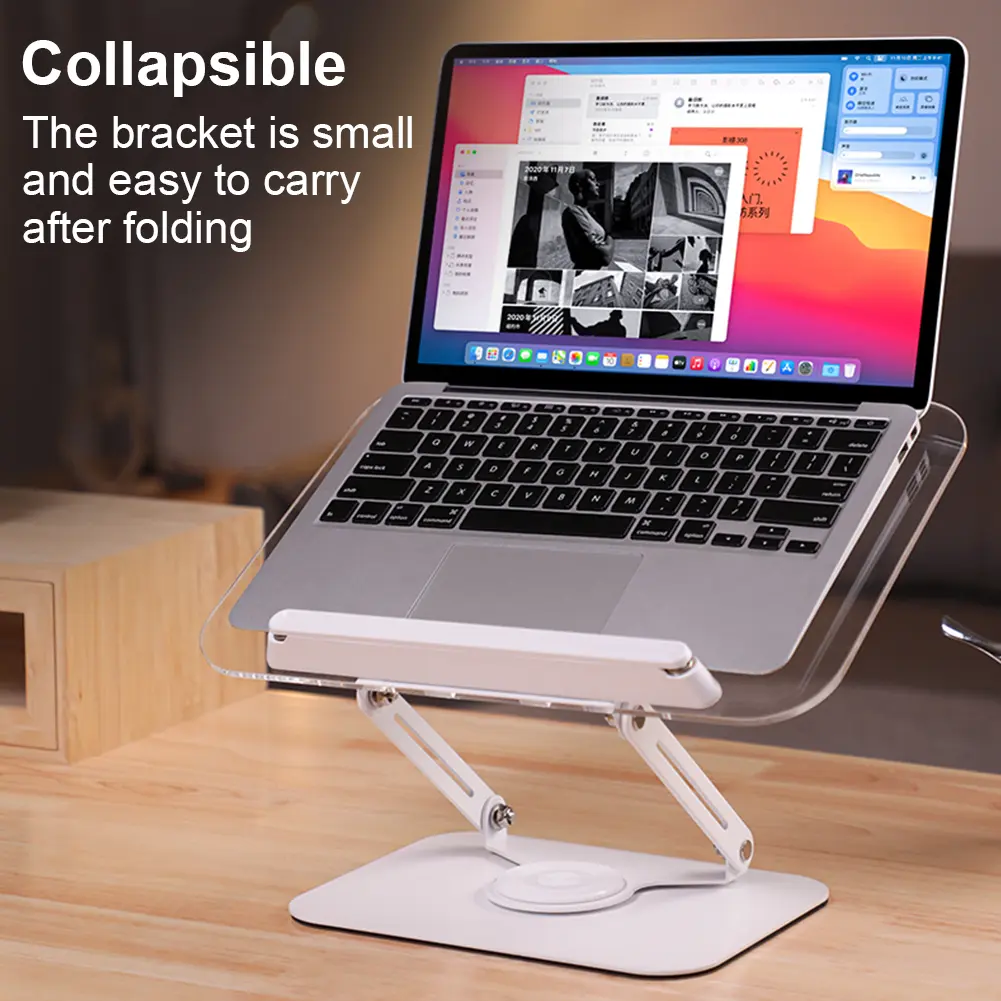 Acrylic Book Stand for Reading with 360 Degree Rotating Base Foldable Desktop Riser Cookbook Stand for Laptop Recipe Textbook