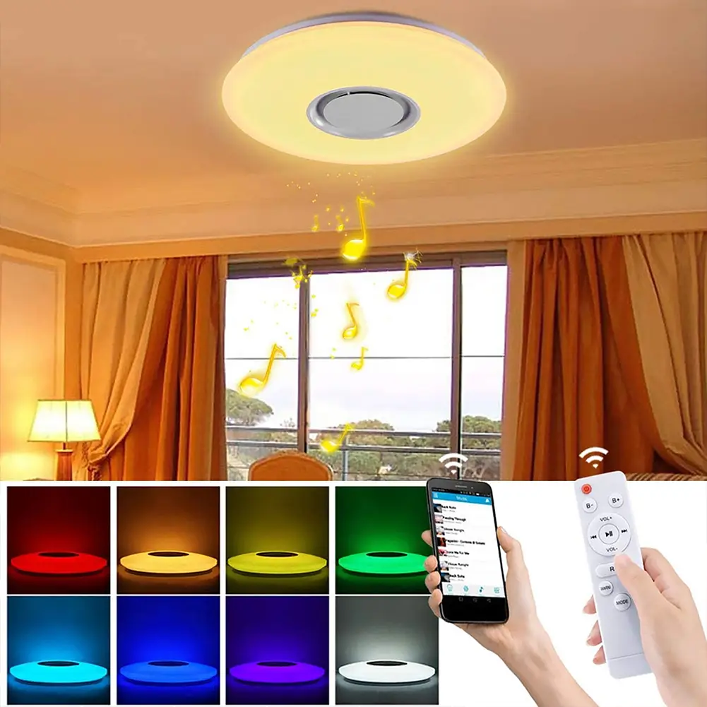 Intelligent LED Lamp with Speaker RGB Home Decoration Light Dimmable Bluetooth-compatible Remote Control for Bedroom Living Room