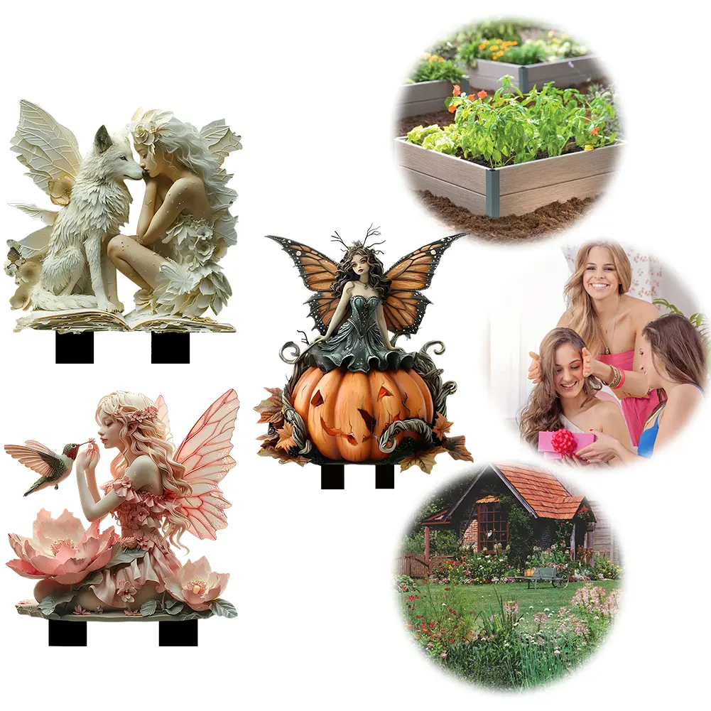 Acrylic Fairy Garden Accessories Fairy Garden Stake Holiday Decorative Stake for Pot Plants and Garden Lawn Decorations