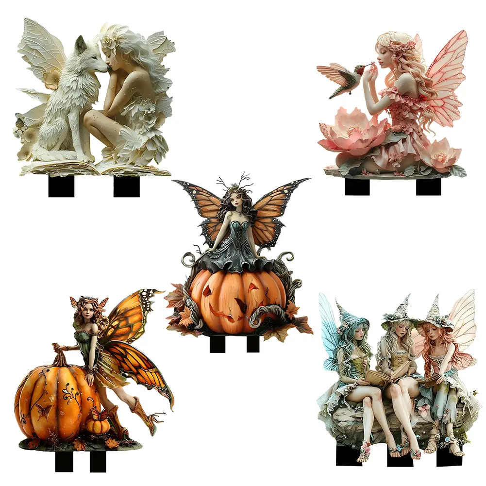 Acrylic Fairy Garden Accessories Fairy Garden Stake Holiday Decorative Stake for Pot Plants and Garden Lawn Decorations
