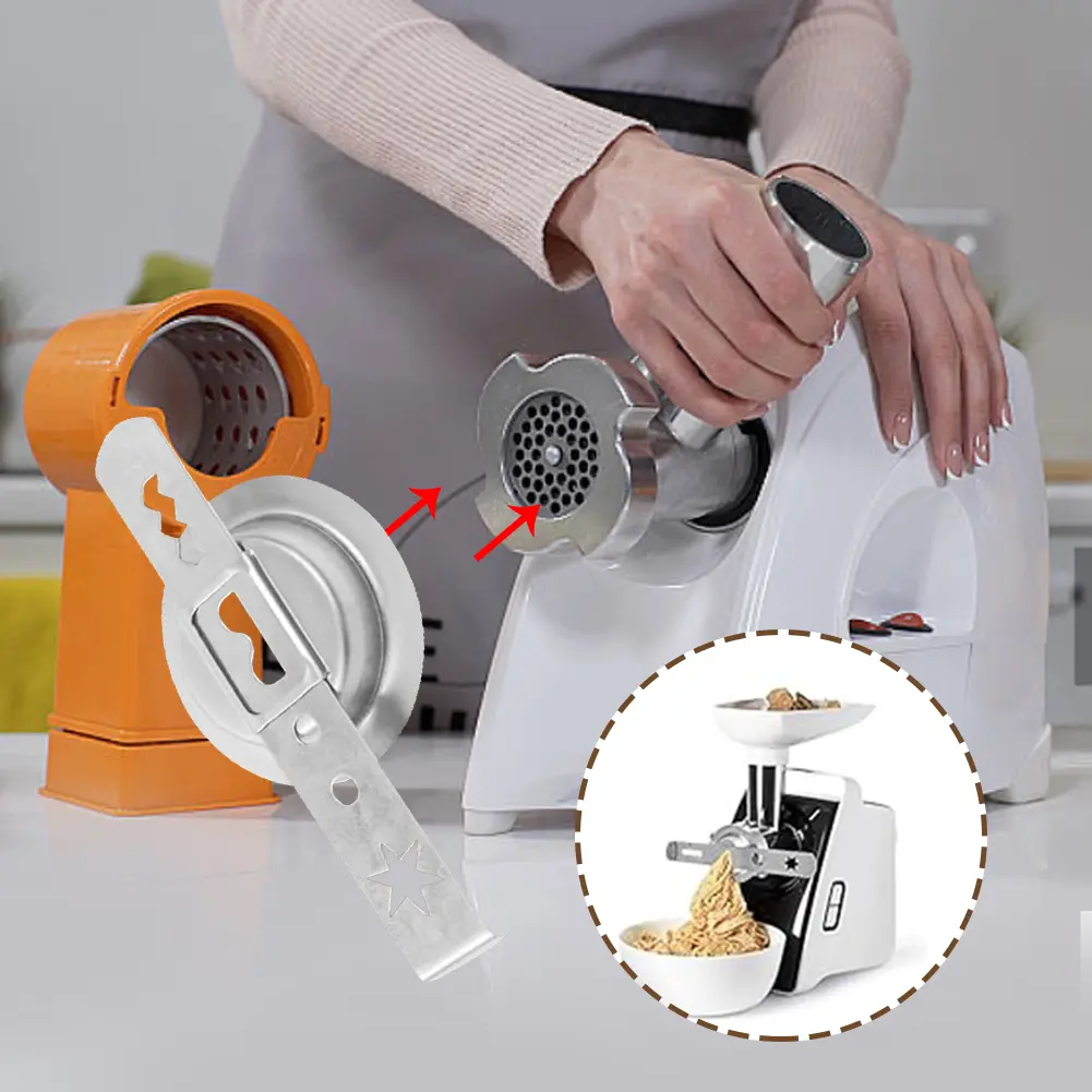 2 Pcs Cookie Press Attachment 8 Patterns with Connection Ring Biscuit Attachment Meat Mincer Attachment for Size 5 Meat Grinder