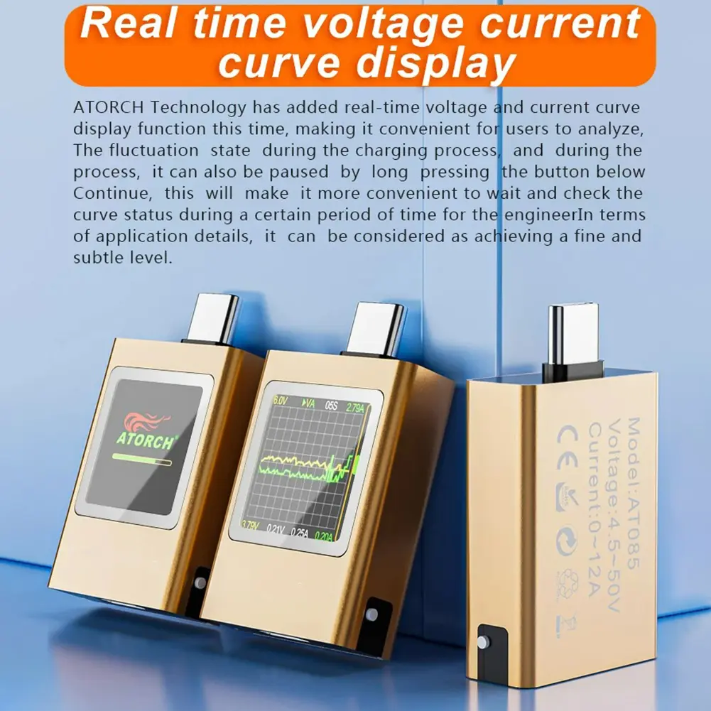 USB C Power Meter Tester DC Voltage Current Meter PD 3.1 3.0 QC 2.0 3.0 Fast Charging Protocol Power Bank Phone Charger Tester