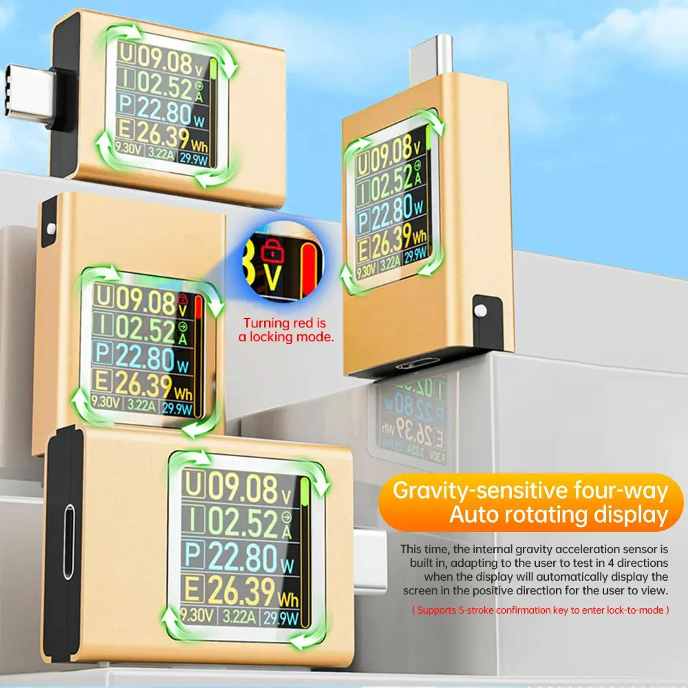USB C Power Meter Tester DC Voltage Current Meter PD 3.1 3.0 QC 2.0 3.0 Fast Charging Protocol Power Bank Phone Charger Tester