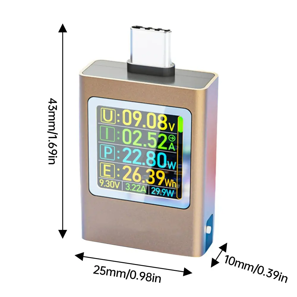 USB C Power Meter Tester DC Voltage Current Meter PD 3.1 3.0 QC 2.0 3.0 Fast Charging Protocol Power Bank Phone Charger Tester