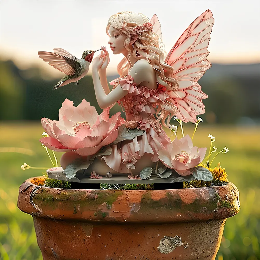 Acrylic Fairy Garden Accessories Fairy Garden Stake Holiday Decorative Stake for Pot Plants and Garden Lawn Decorations