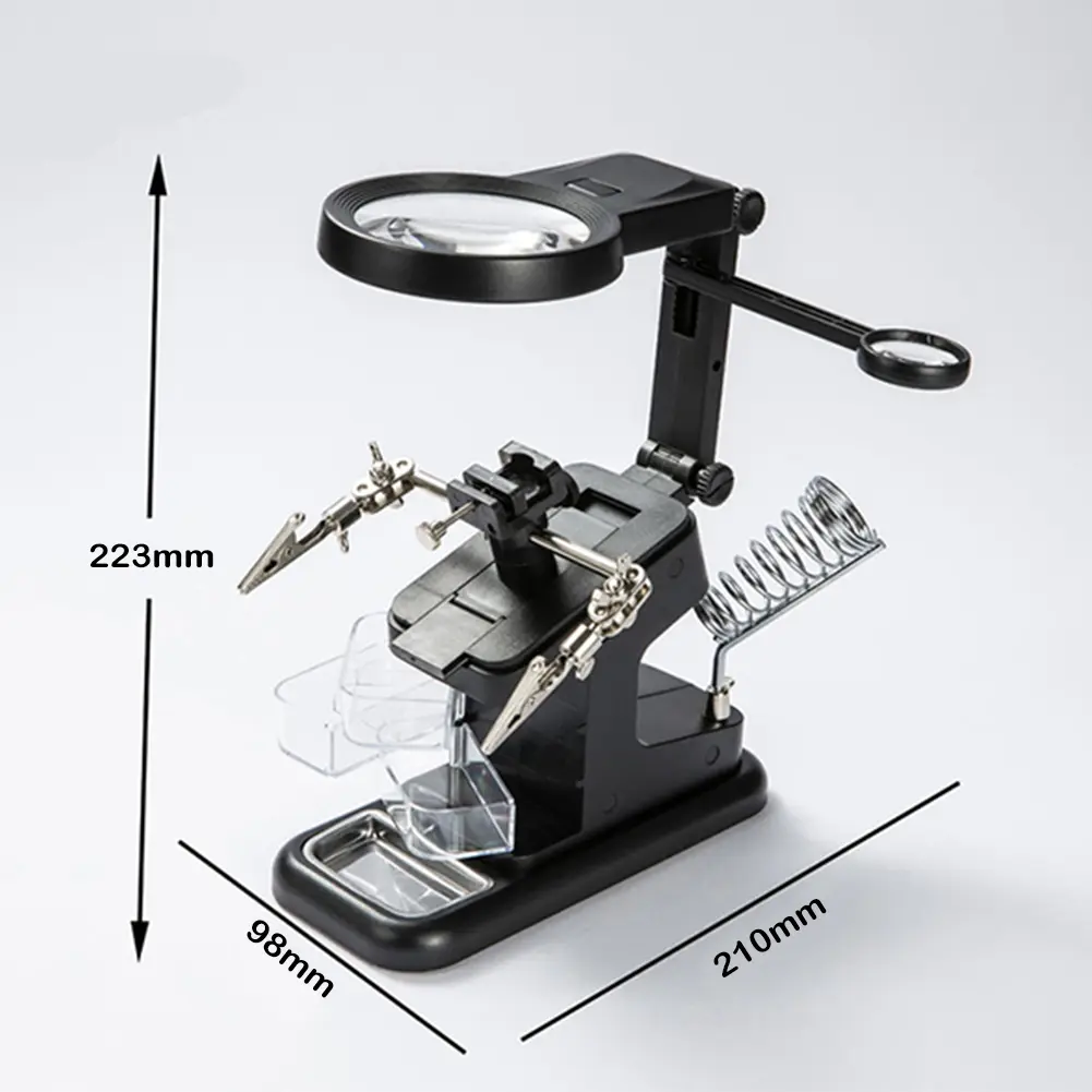 Magnifying Glass Clip Clamp Desktop Repair Tool Welding Magnifying Glass with 10 LED Light Auxiliary Clip Soldering