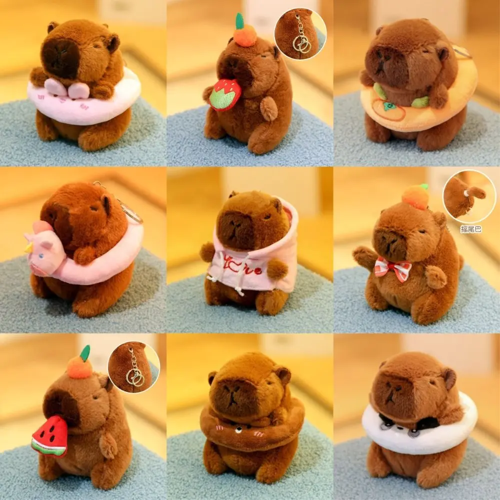 Cute Toy Plush Capybara Keychain Multicolor Cartoon Capybara Headgear Capybara Doll Stuffed Animals Guinea Pig