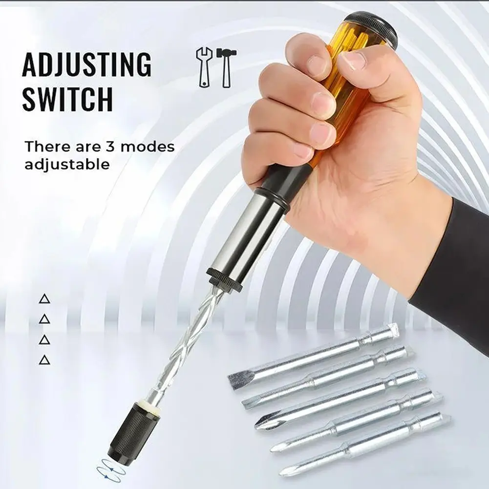 Semi-automatic Rotating Spiral Screwdriver with 5pcs Replacement Bits Manual Push Pull Ratchet Screwdriver Set