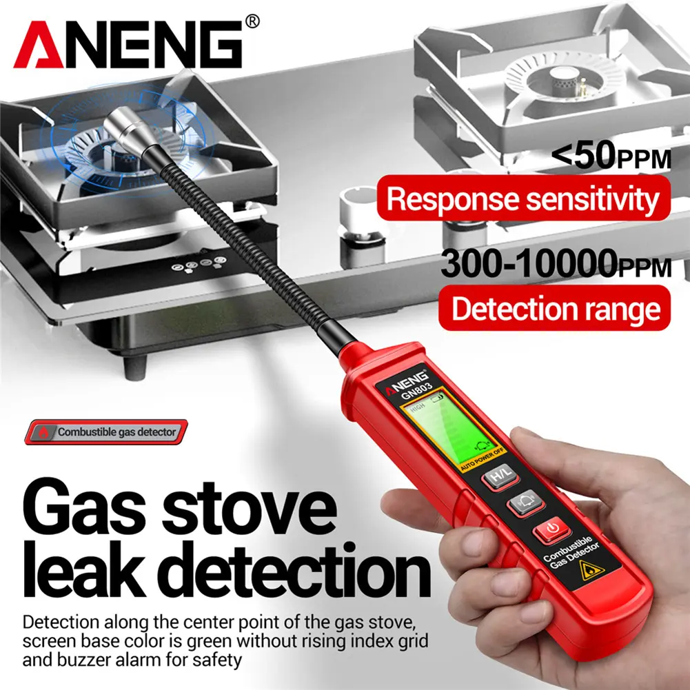 Gas Leak Detector Audible & Visual Alarm Handheld Natural Gas Sniffer Adjustable Sensitivity Gas Detector Alarm for Home and RV
