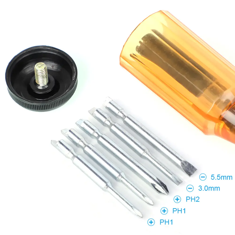 Semi-automatic Rotating Spiral Screwdriver with 5pcs Replacement Bits Manual Push Pull Ratchet Screwdriver Set