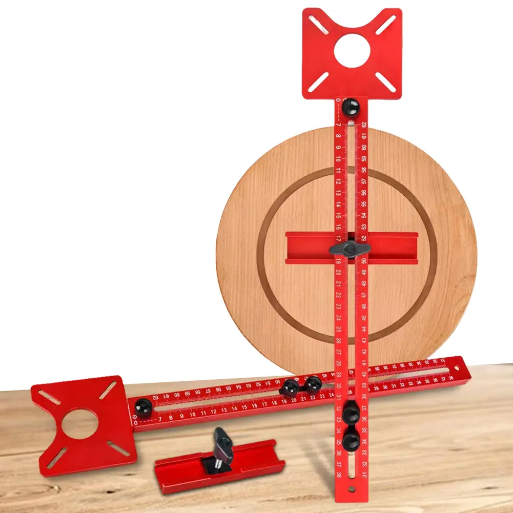 4 in 1 Router Circle Cutting Jig Aluminum Alloy Cabinet Hardware Jig Multifunctional Router Circle Cutting Guide for Woodworking