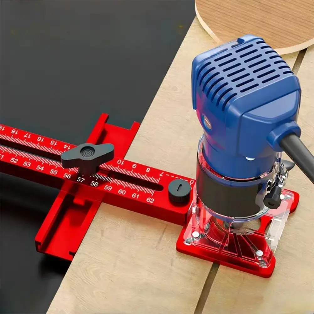 4 in 1 Router Circle Cutting Jig Aluminum Alloy Cabinet Hardware Jig Multifunctional Router Circle Cutting Guide for Woodworking