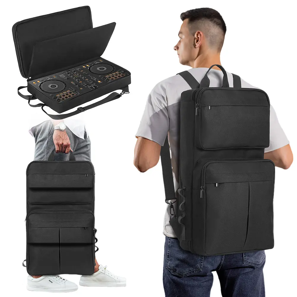 DJ Backpack for Pioneer DDJ-400/DDJ-FLX4 for Roland DJ-202 DJ Controller Case Carrying Case Shockproof Adjustable Shoulder Strap