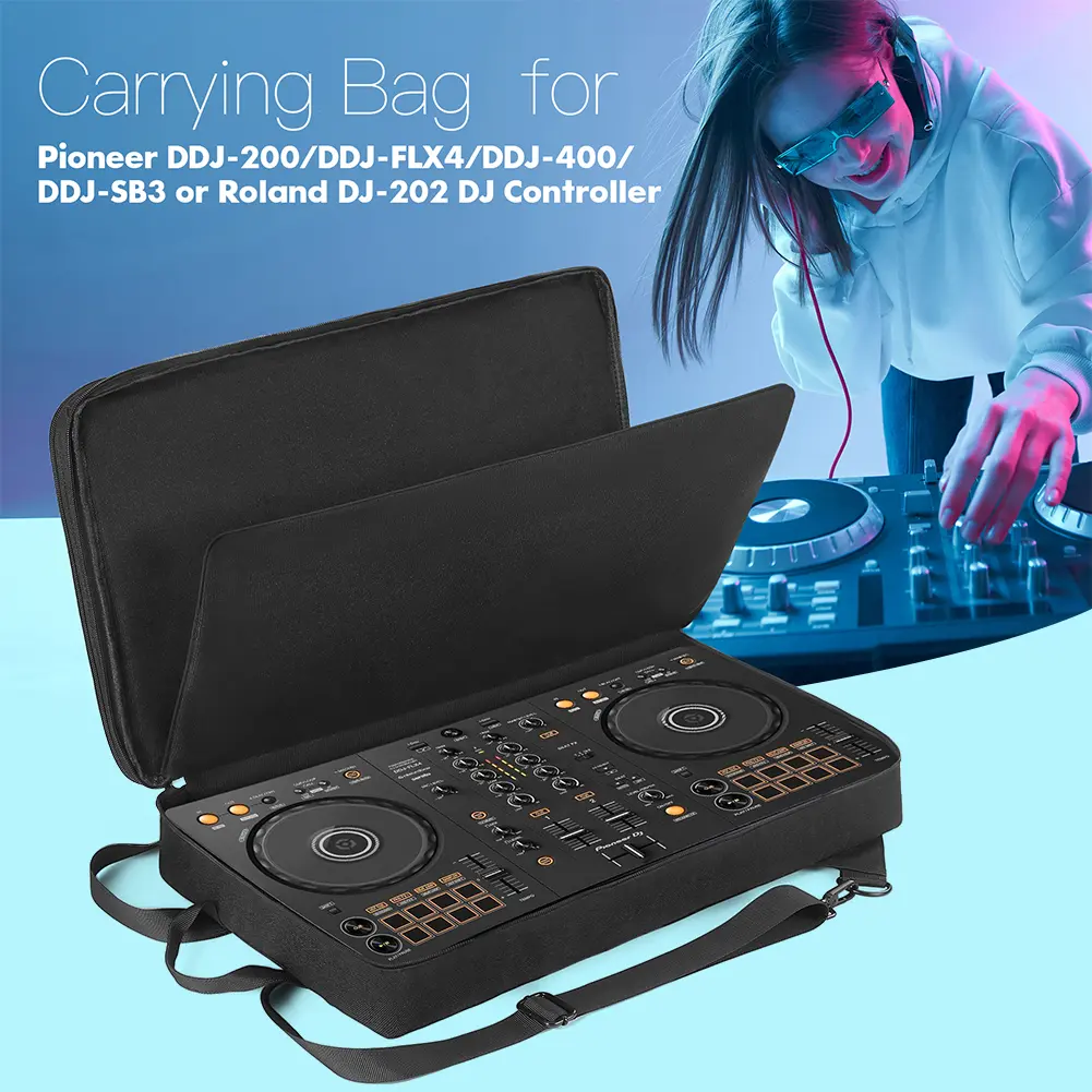 DJ Backpack for Pioneer DDJ-400/DDJ-FLX4 for Roland DJ-202 DJ Controller Case Carrying Case Shockproof Adjustable Shoulder Strap