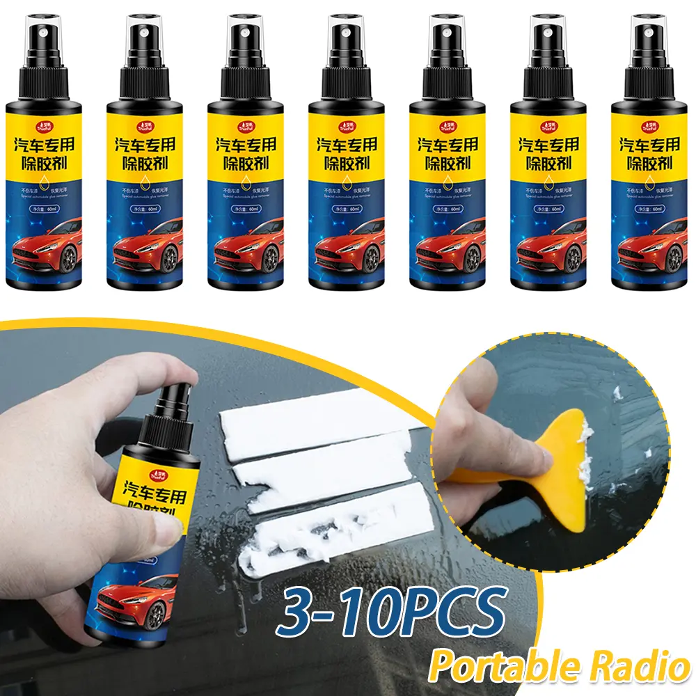 3-10PCS Adhesive Remover Spray Sticker Label Residue Remover 60mL Car Auto Home Window for Outdoor Personal Car Parts Decoration