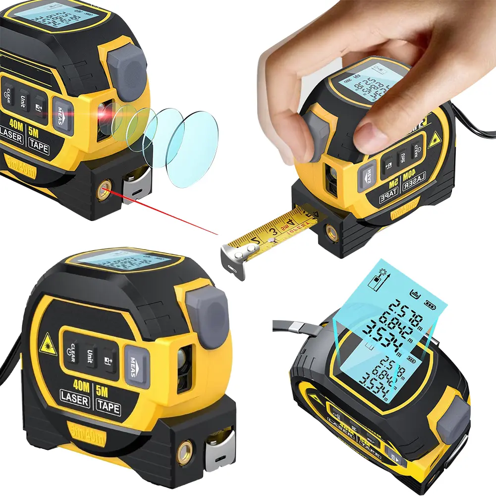 3-in-1 Digital Tape Measure LED Display Distance Measuring Tool 5m Electronic Rangefinder Measuring Level for Woodworking