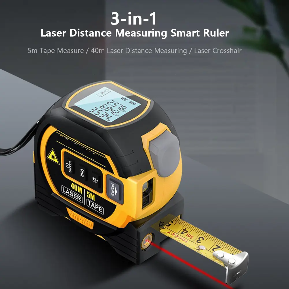 3-in-1 Digital Tape Measure LED Display Distance Measuring Tool 5m Electronic Rangefinder Measuring Level for Woodworking