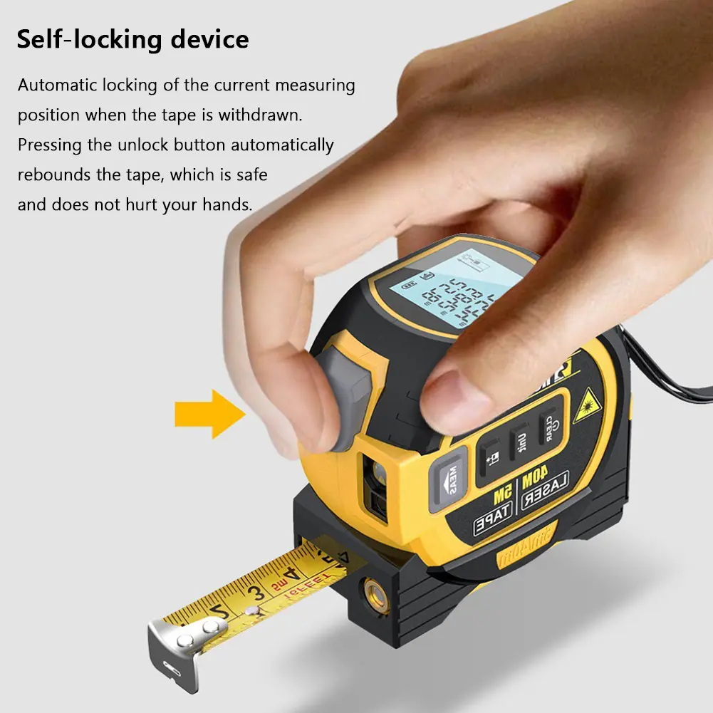 3-in-1 Digital Tape Measure LED Display Distance Measuring Tool 5m Electronic Rangefinder Measuring Level for Woodworking