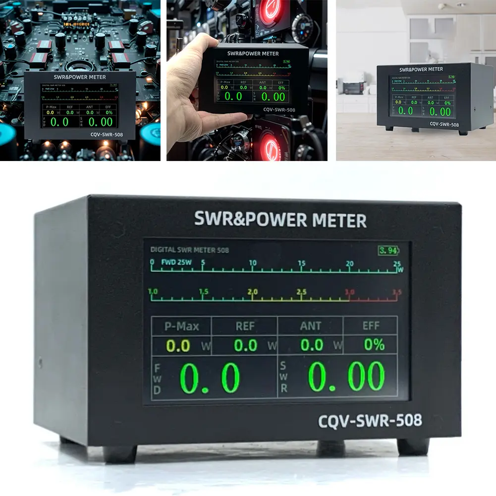120W Digital Power Standing Wave Meter High Standing Wave Alarm 1.8-54Mhz SWR & Power Meter 4.3in IPS Touchscreen