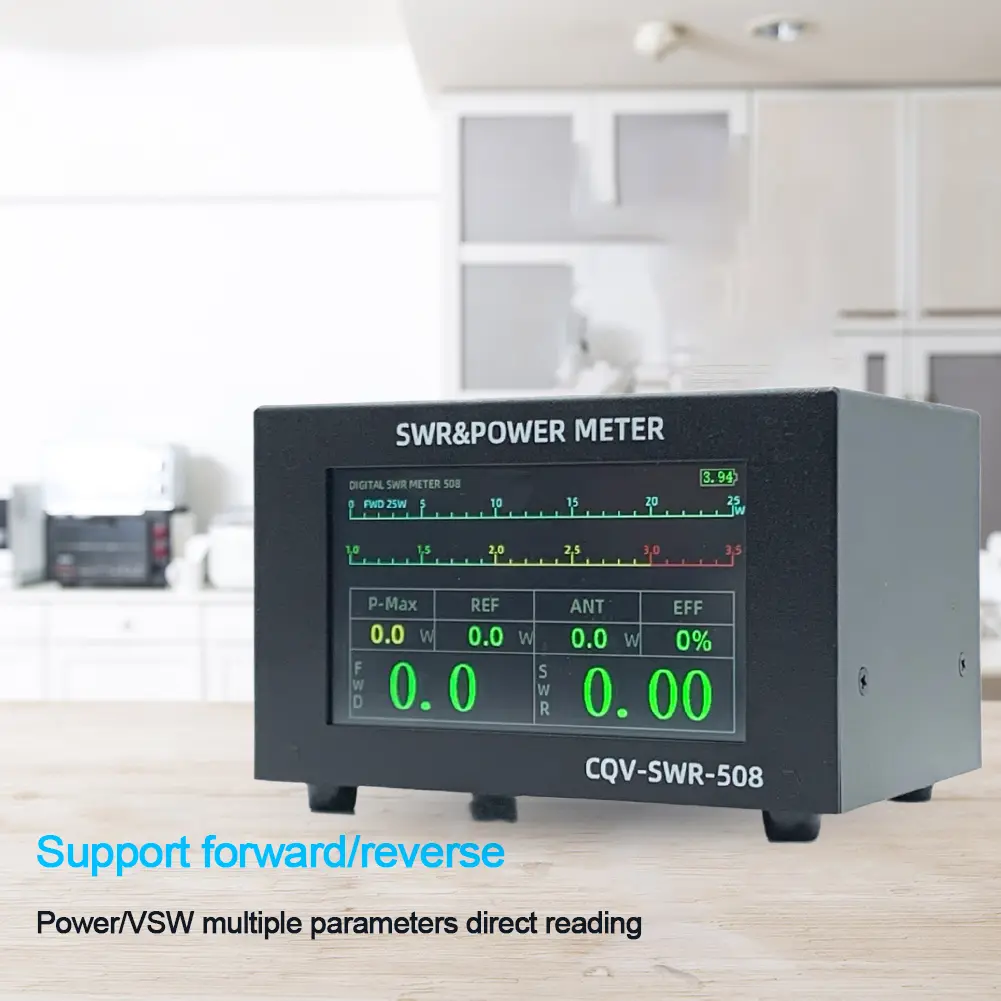 120W Digital Power Standing Wave Meter High Standing Wave Alarm 1.8-54Mhz SWR & Power Meter 4.3in IPS Touchscreen