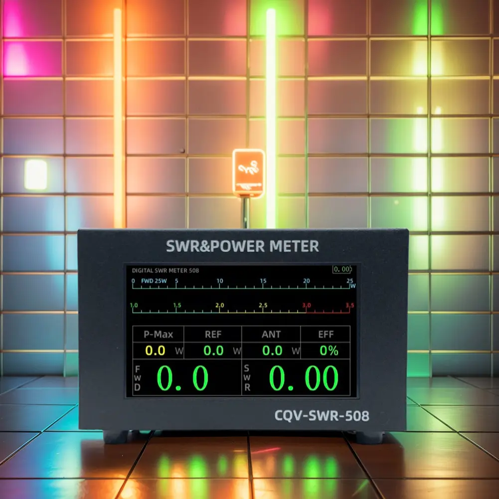 120W Digital Power Standing Wave Meter High Standing Wave Alarm 1.8-54Mhz SWR & Power Meter 4.3in IPS Touchscreen