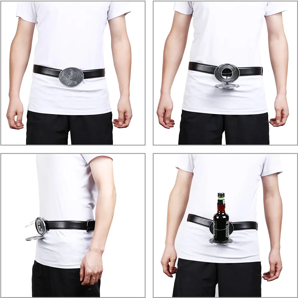 Portable Bar Metal Beer Head Belt Funny Bottle Buckle for Outdoor Drinking Camping Picnic Wine Can Holder Party Funny Decoration
