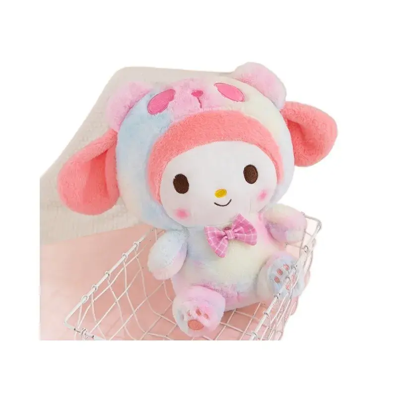 Sanrio 25Cm Kuromi Cinnamoroll Cross Dressing Plush Doll Hello Kitty Kawaii My Melody Anime Cartoon Plushie Toy Christmas Gifts