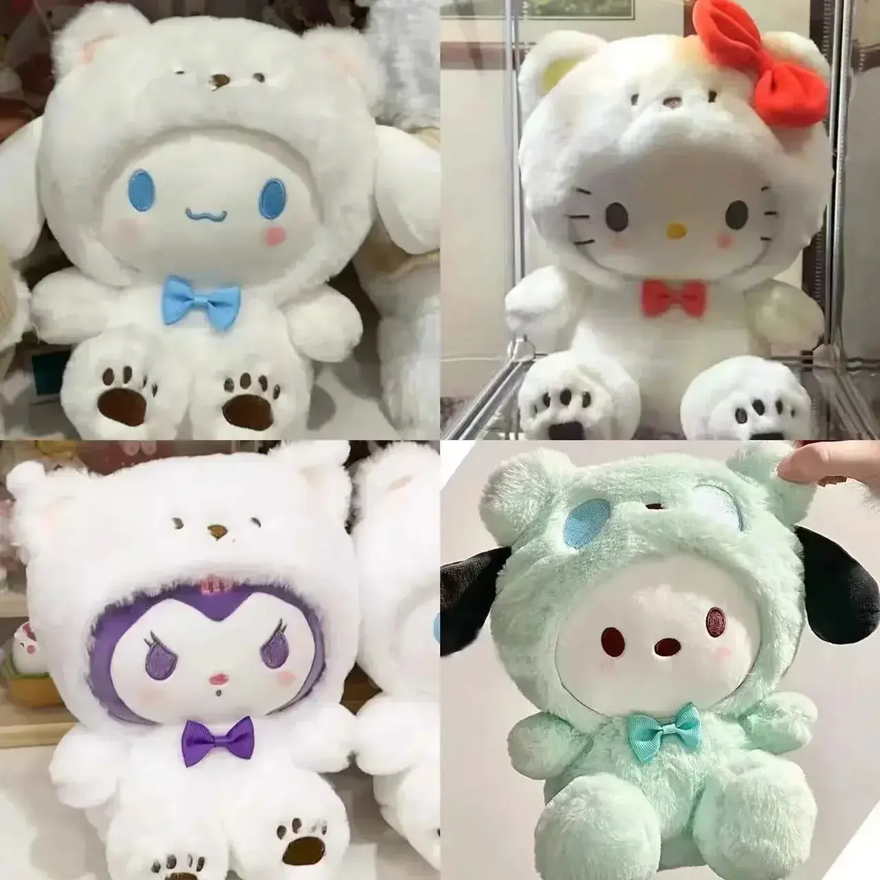 Sanrio 25Cm Kuromi Cinnamoroll Cross Dressing Plush Doll Hello Kitty Kawaii My Melody Anime Cartoon Plushie Toy Christmas Gifts