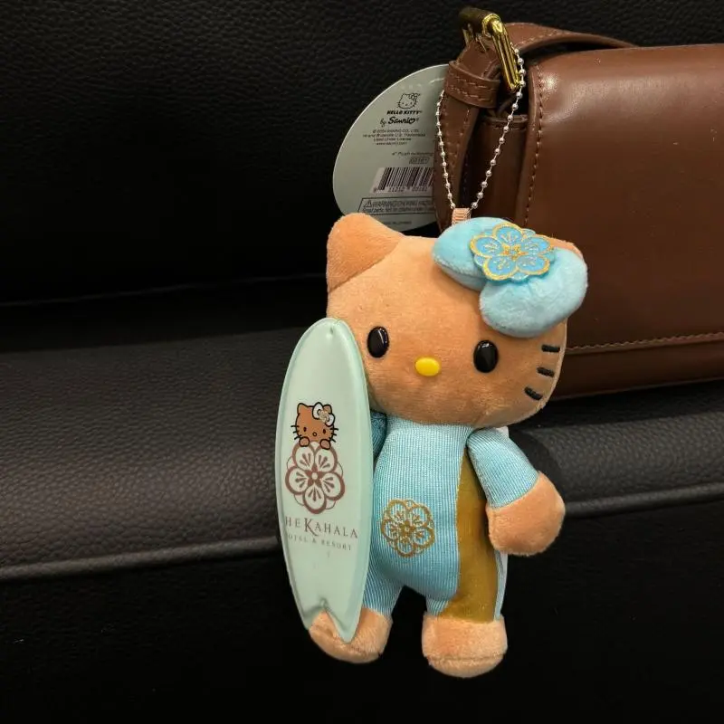 Sanrio Hello Kitty Keychain Hawaii Skateboard Series Dark Skin Kt Plush Stuffed Plush Doll Bag Pendant Children's Toy for Gift ﻿