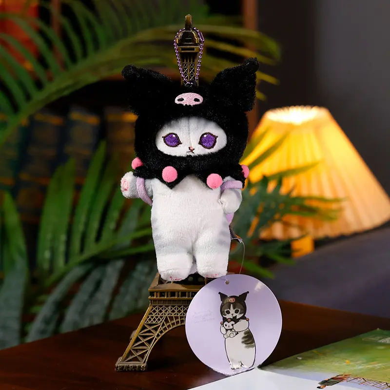 Sanrio Shark Cat Kuromi Hello Kitty Hangyodon Plush Toys Cinnamoroll Cat Cosplay Mofusand Plush Keychain Pendant Girls Gifts