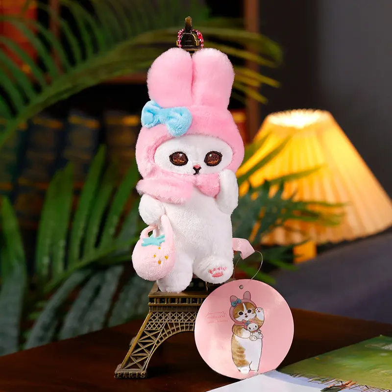 Sanrio Shark Cat Kuromi Hello Kitty Hangyodon Plush Toys Cinnamoroll Cat Cosplay Mofusand Plush Keychain Pendant Girls Gifts