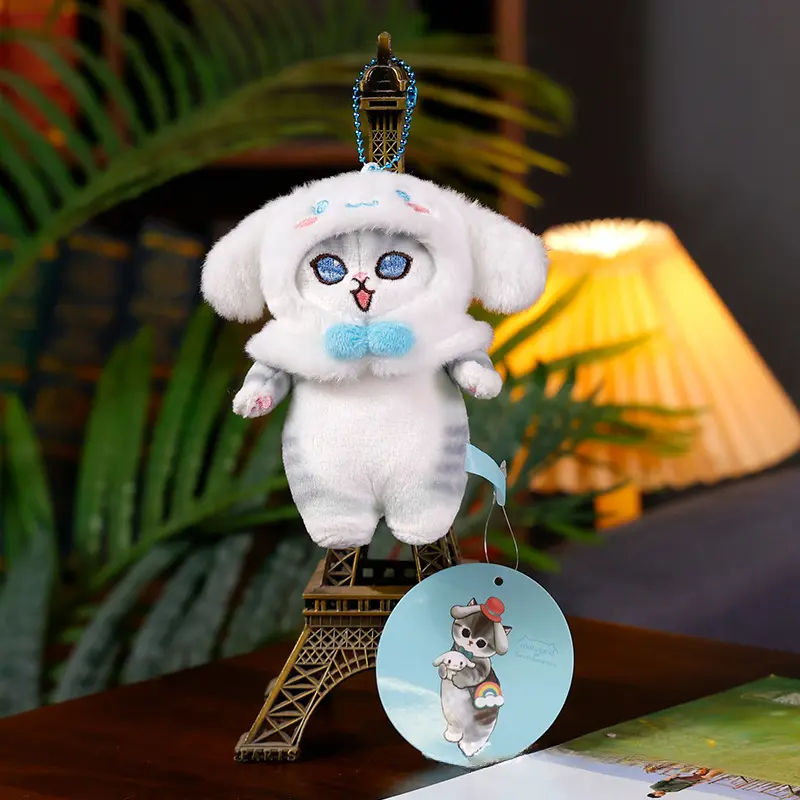 Sanrio Shark Cat Kuromi Hello Kitty Hangyodon Plush Toys Cinnamoroll Cat Cosplay Mofusand Plush Keychain Pendant Girls Gifts