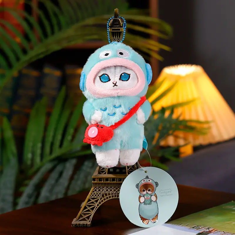 Sanrio Shark Cat Kuromi Hello Kitty Hangyodon Plush Toys Cinnamoroll Cat Cosplay Mofusand Plush Keychain Pendant Girls Gifts