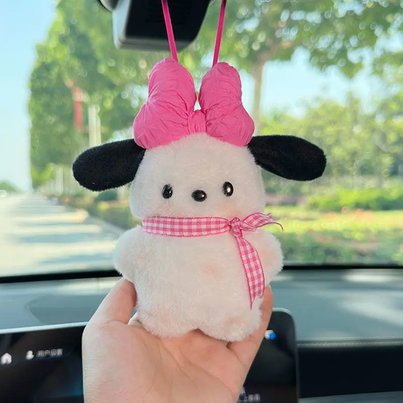 Sanrio Pilot Dog Keychain Plushies Pochacco Car Keyring Doll Cartoon Bag Pendant Pochacco Bow Blush Accessories Toy Kid Gift