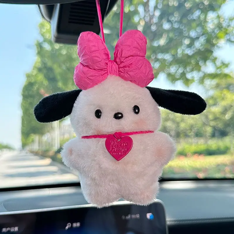 Sanrio Pilot Dog Keychain Plushies Pochacco Car Keyring Doll Cartoon Bag Pendant Pochacco Bow Blush Accessories Toy Kid Gift